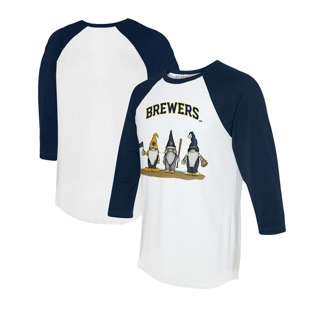 Milwaukee Brewers Tiny Turnip Unisex Gnomes 3/4-Sleeve Raglan T-Shirt - MLB T-shirts