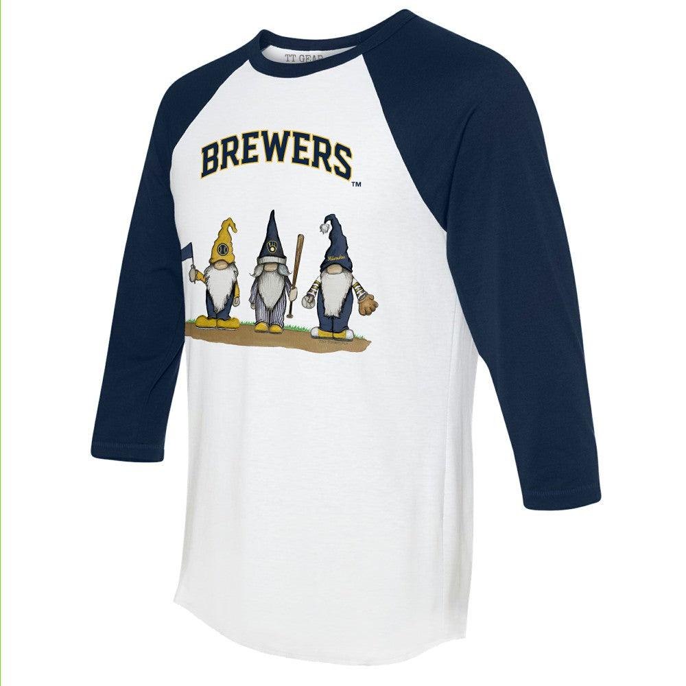 Milwaukee Brewers Tiny Turnip Unisex Gnomes 3/4-Sleeve Raglan T-Shirt - MLB T-shirts