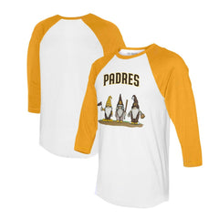 San Diego Padres Tiny Turnip Unisex Gnomes 3/4-Sleeve Raglan T-Shirt - MLB T-shirts