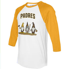 San Diego Padres Tiny Turnip Unisex Gnomes 3/4-Sleeve Raglan T-Shirt - MLB T-shirts