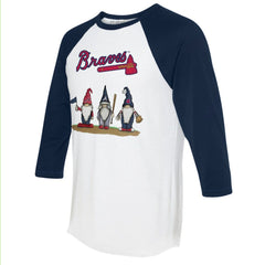 Atlanta Braves Tiny Turnip Unisex Gnomes 3/4-Sleeve Raglan T-Shirt - MLB T-shirts