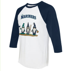 Seattle Mariners Tiny Turnip Unisex Gnomes 3/4-Sleeve Raglan T-Shirt - MLB T-shirts