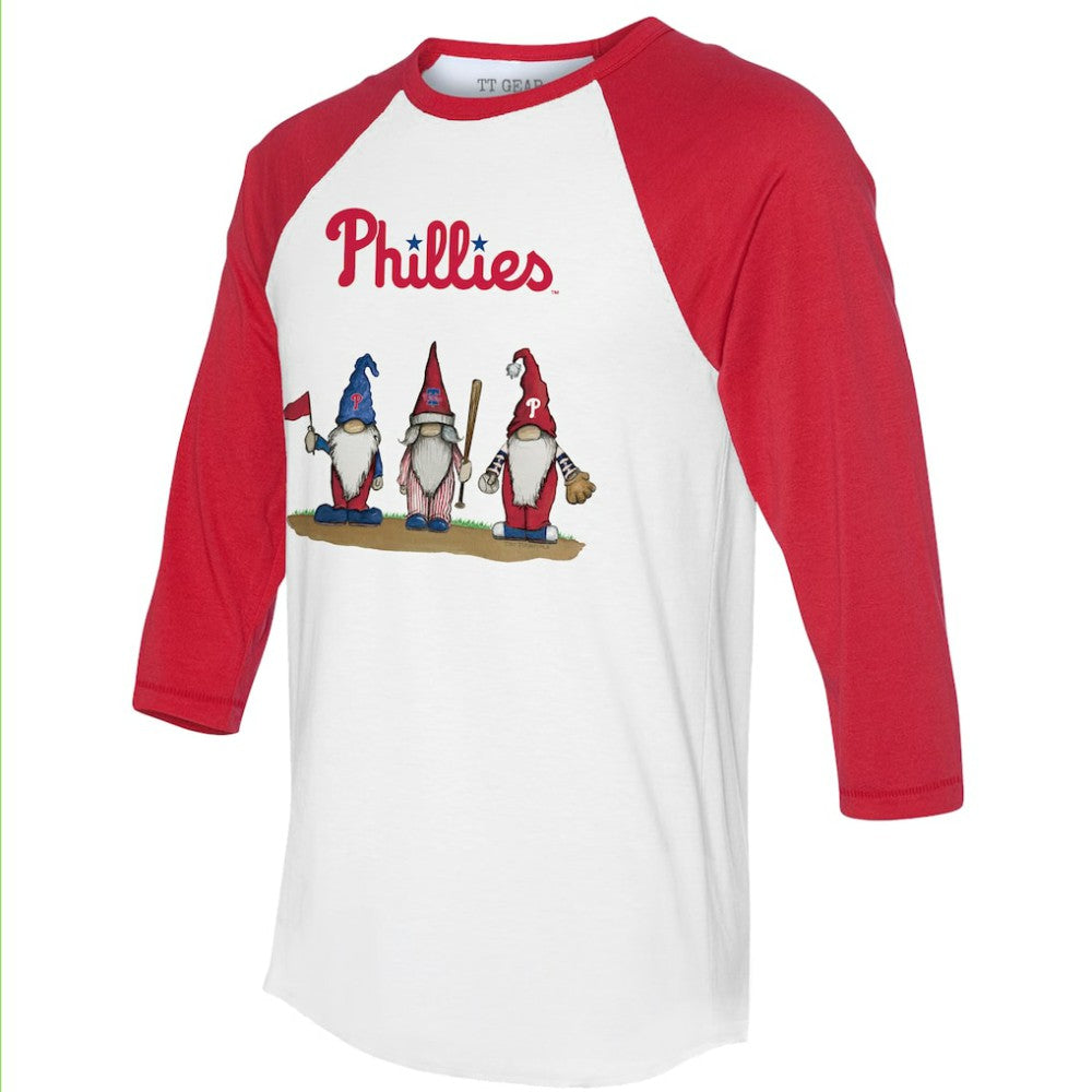 Philadelphia Phillies Tiny Turnip Unisex Gnomes 3/4-Sleeve Raglan T-Shirt - MLB T-shirts