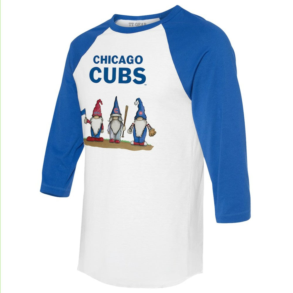 Chicago Cubs Tiny Turnip Unisex Gnomes 3/4-Sleeve Raglan T-Shirt - MLB T-shirts