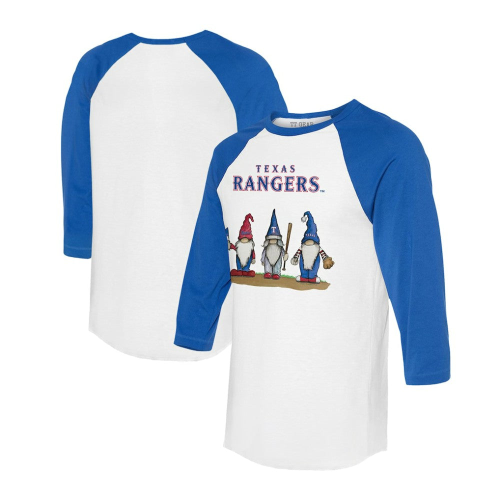 Texas Rangers Tiny Turnip Unisex Gnomes 3/4-Sleeve Raglan T-Shirt - MLB T-shirts