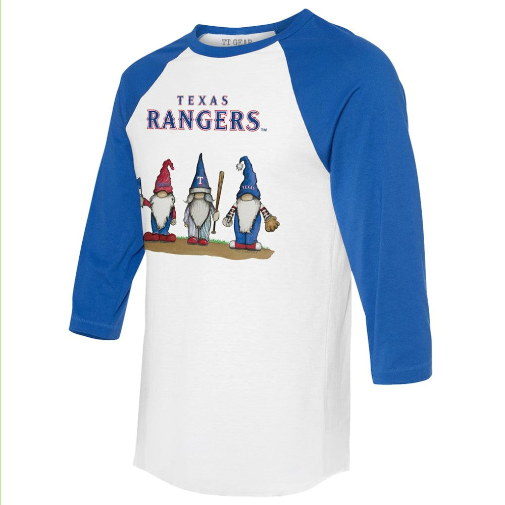 Texas Rangers Tiny Turnip Unisex Gnomes 3/4-Sleeve Raglan T-Shirt - MLB T-shirts