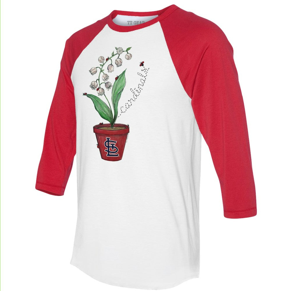 St. Louis Cardinals Tiny Turnip Unisex Lilies & Ladybugs 3/4-Sleeve Raglan T-Shirt - MLB T-shirts