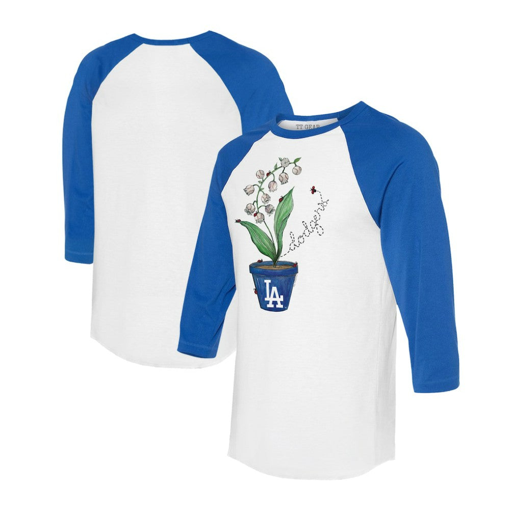 Los Angeles Dodgers Tiny Turnip Unisex Lilies & Ladybugs 3/4-Sleeve Raglan T-Shirt - MLB T-shirts