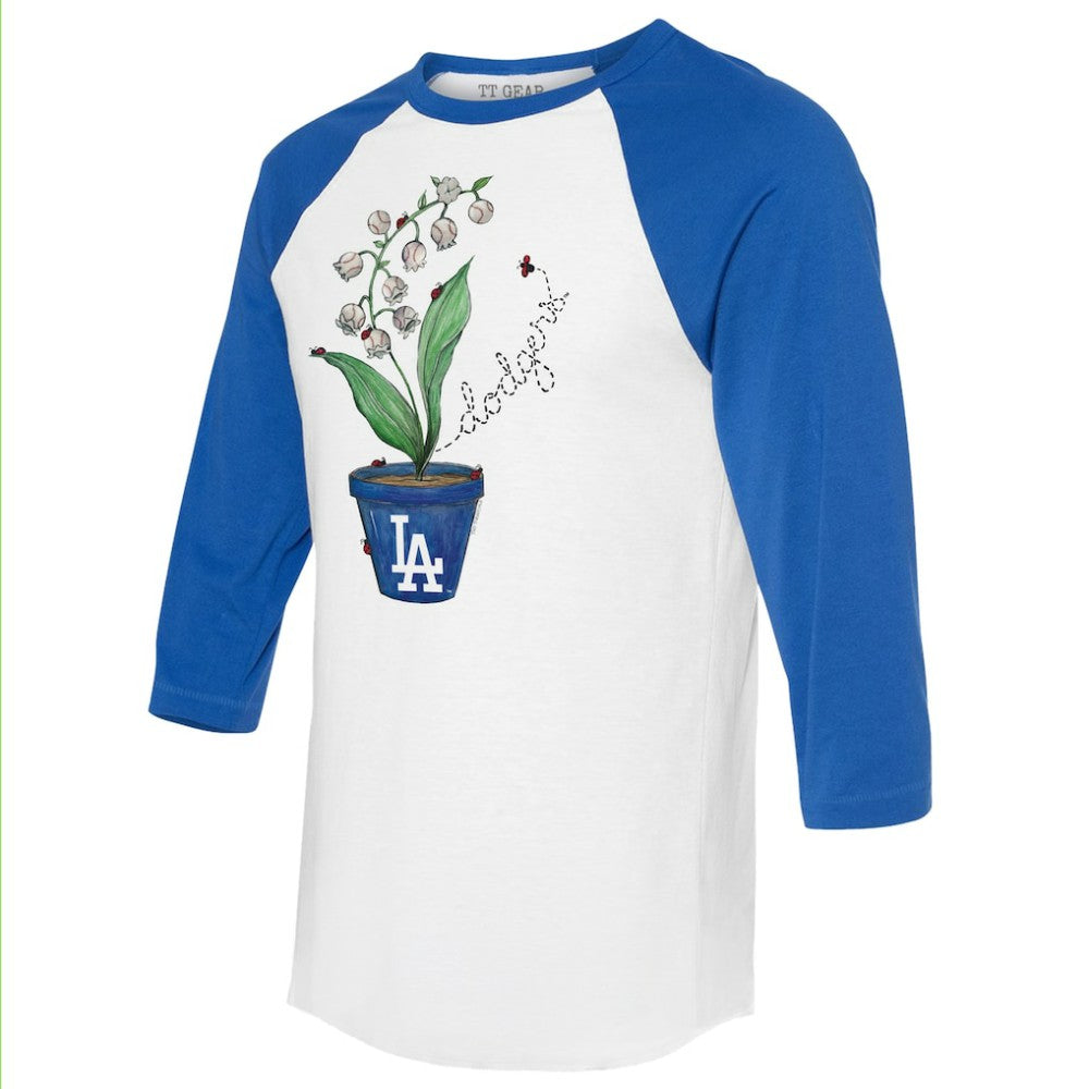 Los Angeles Dodgers Tiny Turnip Unisex Lilies & Ladybugs 3/4-Sleeve Raglan T-Shirt - MLB T-shirts