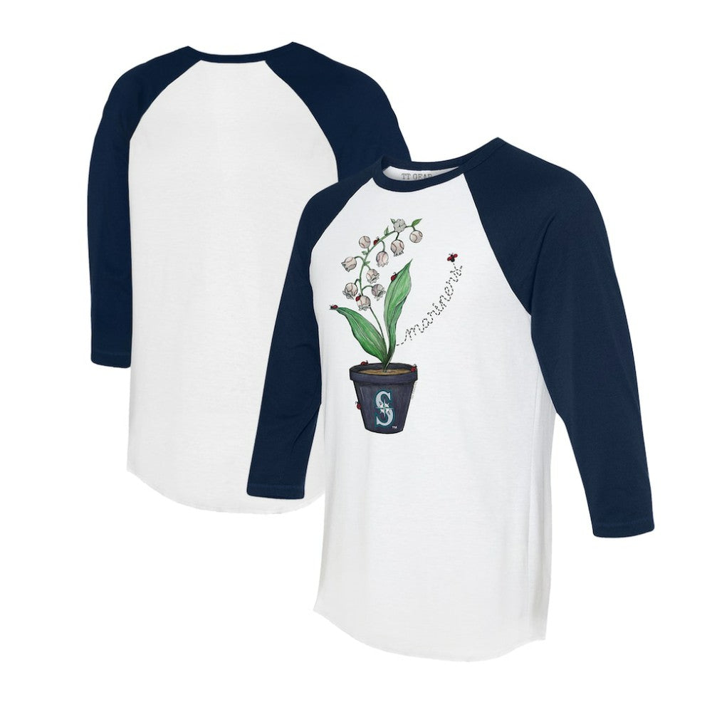 Seattle Mariners Tiny Turnip Unisex Lilies & Ladybugs 3/4-Sleeve Raglan T-Shirt - MLB T-shirts