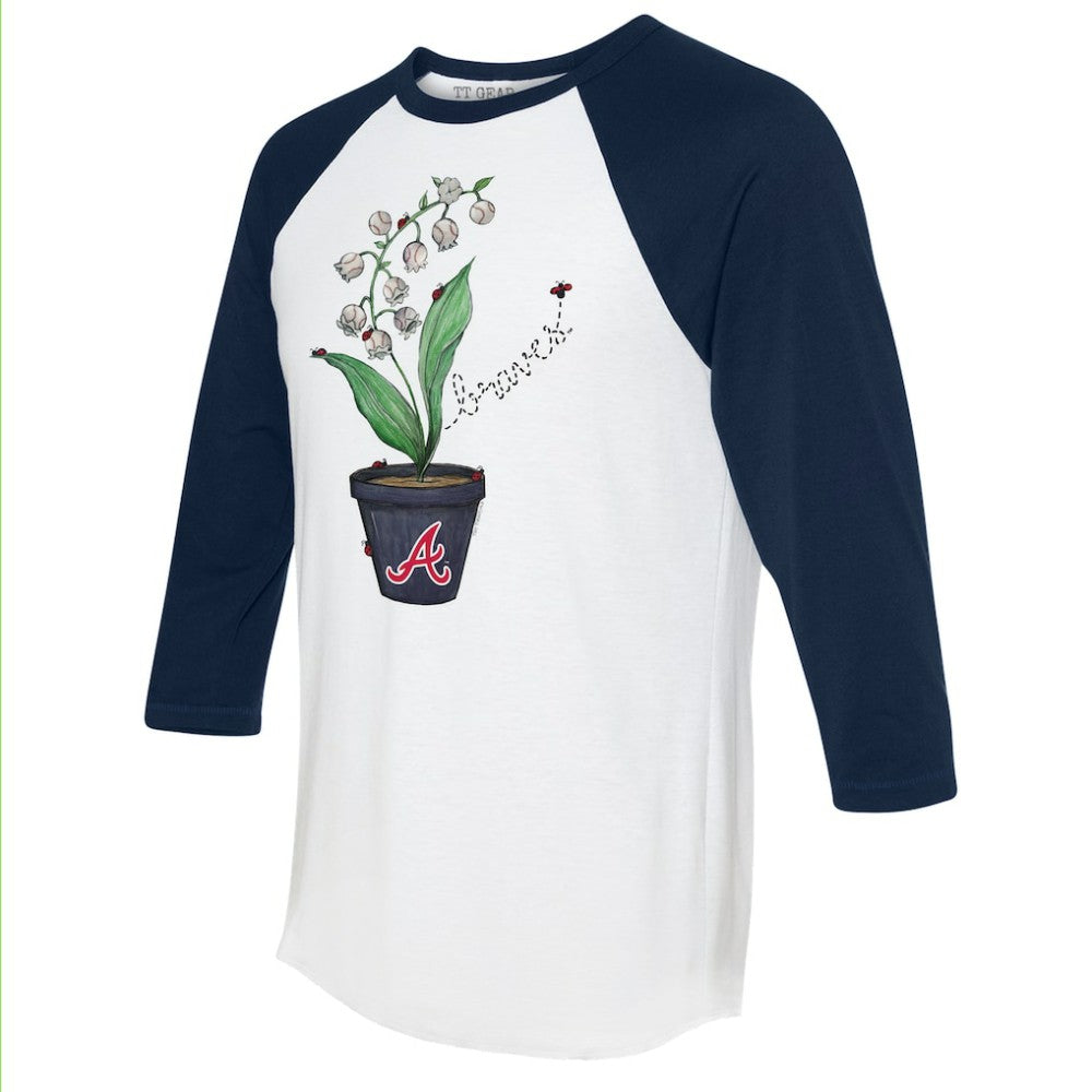 Atlanta Braves Tiny Turnip Unisex Lilies & Ladybugs 3/4-Sleeve Raglan T-Shirt - MLB T-shirts
