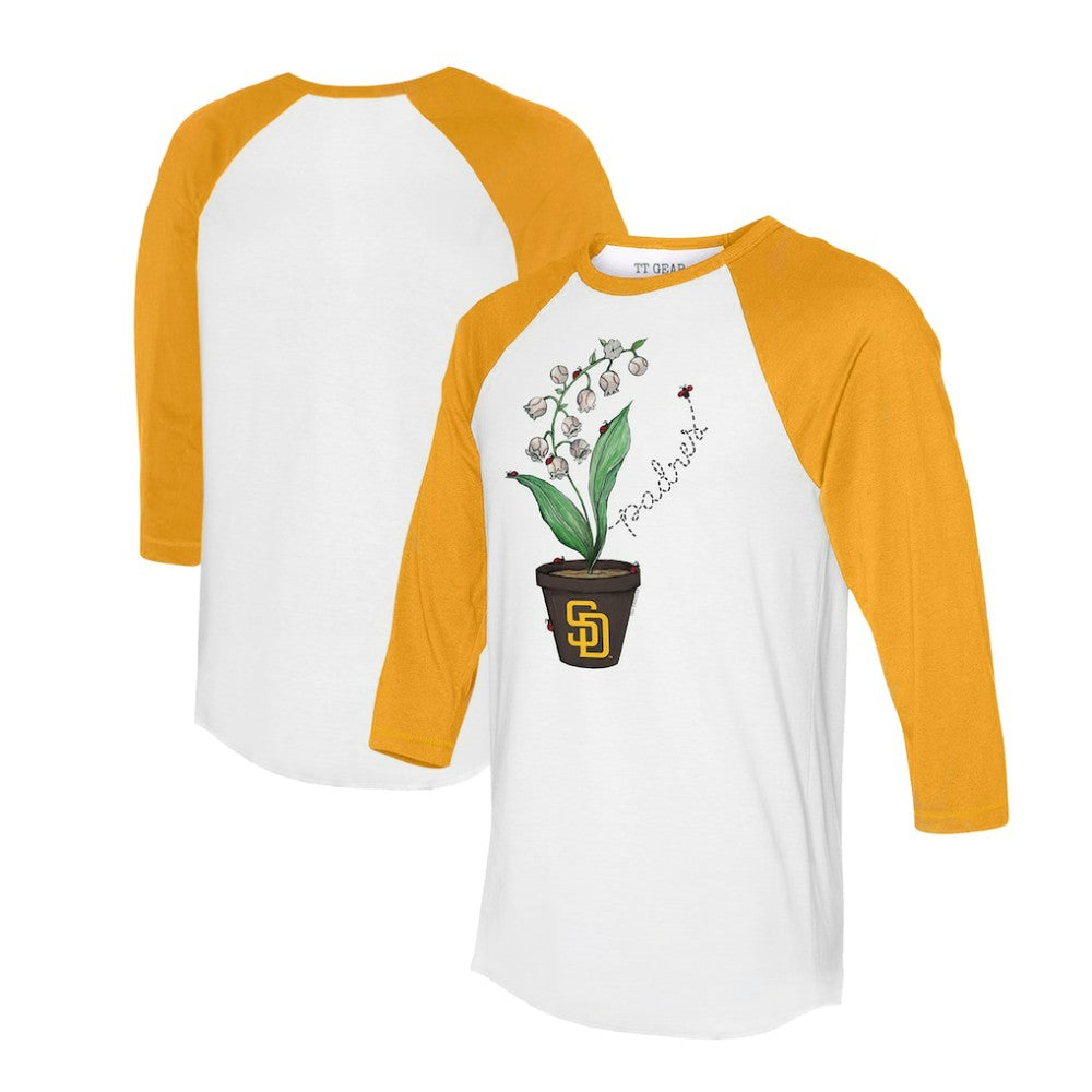 San Diego Padres Tiny Turnip Unisex Lilies & Ladybugs 3/4-Sleeve Raglan T-Shirt - MLB T-shirts