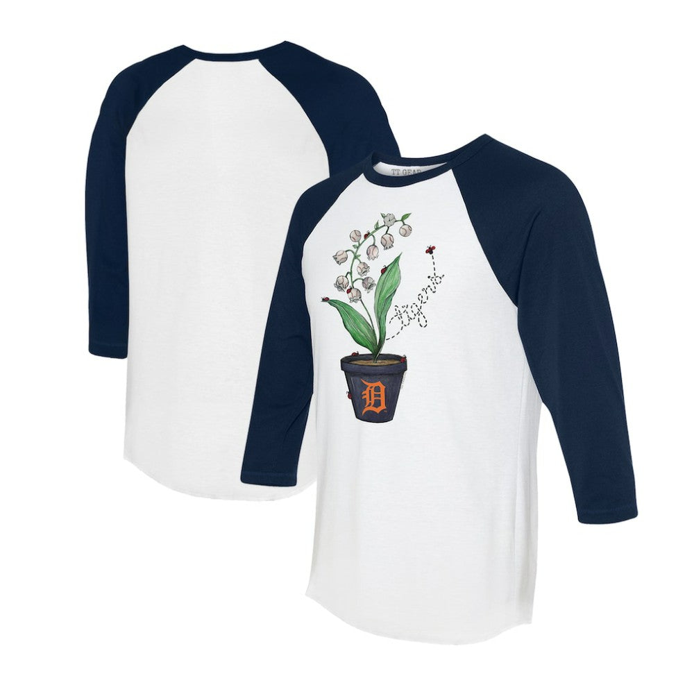 Detroit Tigers Tiny Turnip Unisex Lilies & Ladybugs 3/4-Sleeve Raglan T-Shirt - MLB T-shirts