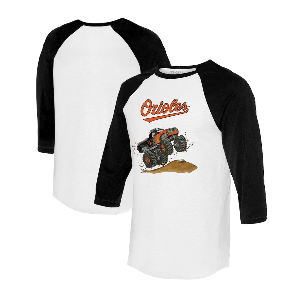 Baltimore Orioles Tiny Turnip Unisex Monster Truck 3/4-Sleeve Raglan T-Shirt - MLB T-shirts