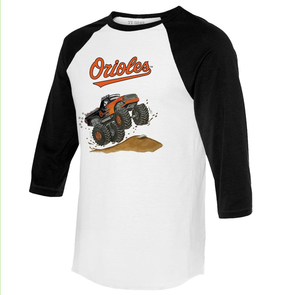 Baltimore Orioles Tiny Turnip Unisex Monster Truck 3/4-Sleeve Raglan T-Shirt - MLB T-shirts