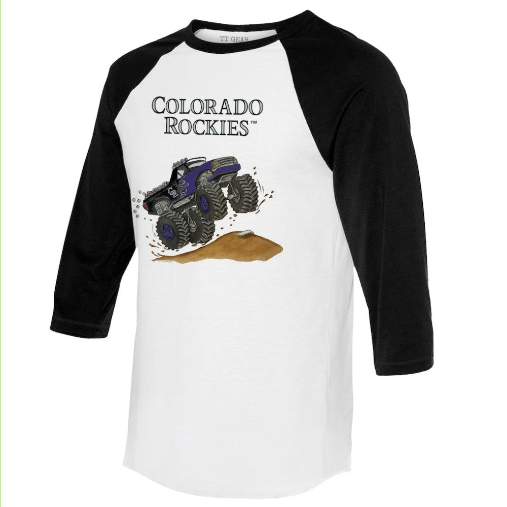 Colorado Rockies Tiny Turnip Unisex Monster Truck 3/4-Sleeve Raglan T-Shirt - MLB T-shirts