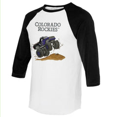 Colorado Rockies Tiny Turnip Unisex Monster Truck 3/4-Sleeve Raglan T-Shirt - MLB T-shirts