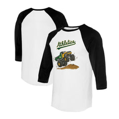Athletics Tiny Turnip Unisex Monster Truck 3/4-Sleeve Raglan T-Shirt - MLB T-shirts