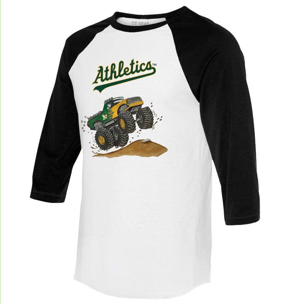 Athletics Tiny Turnip Unisex Monster Truck 3/4-Sleeve Raglan T-Shirt - MLB T-shirts
