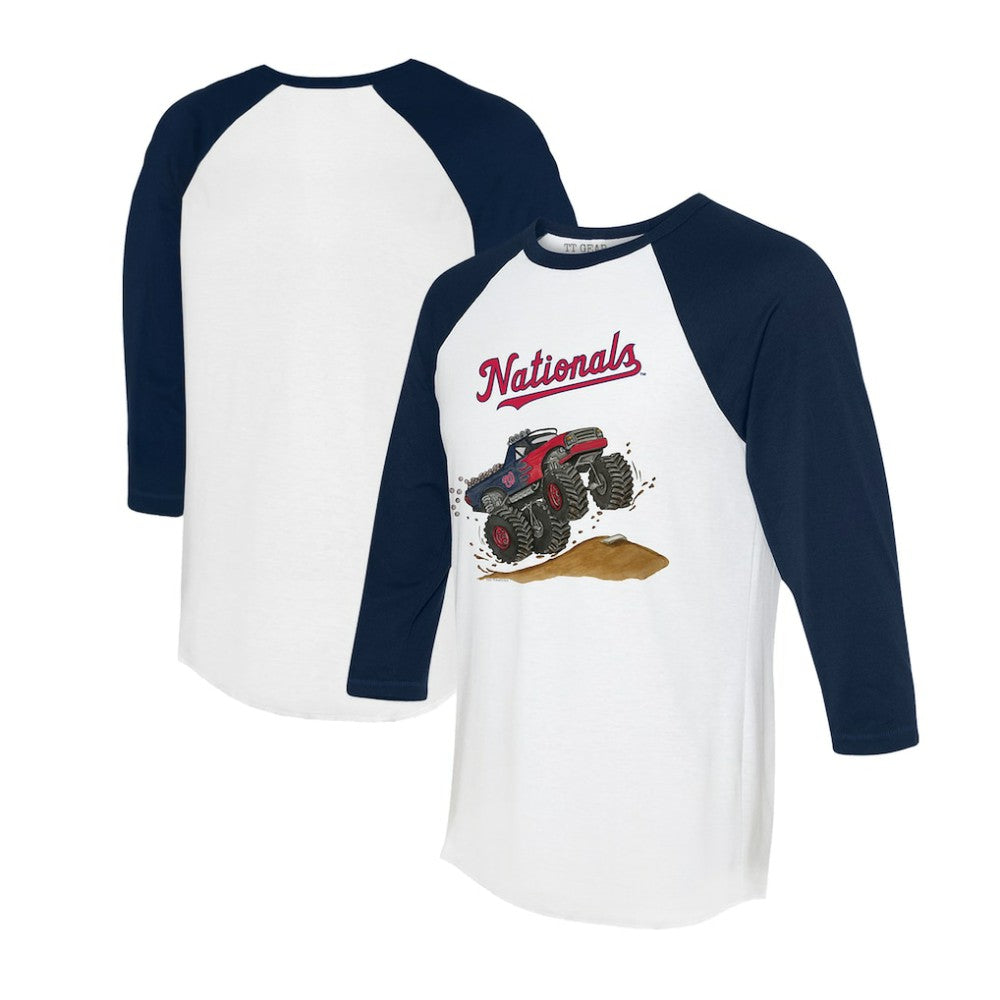 Washington Nationals Tiny Turnip Unisex Monster Truck 3/4-Sleeve Raglan T-Shirt - MLB T-shirts