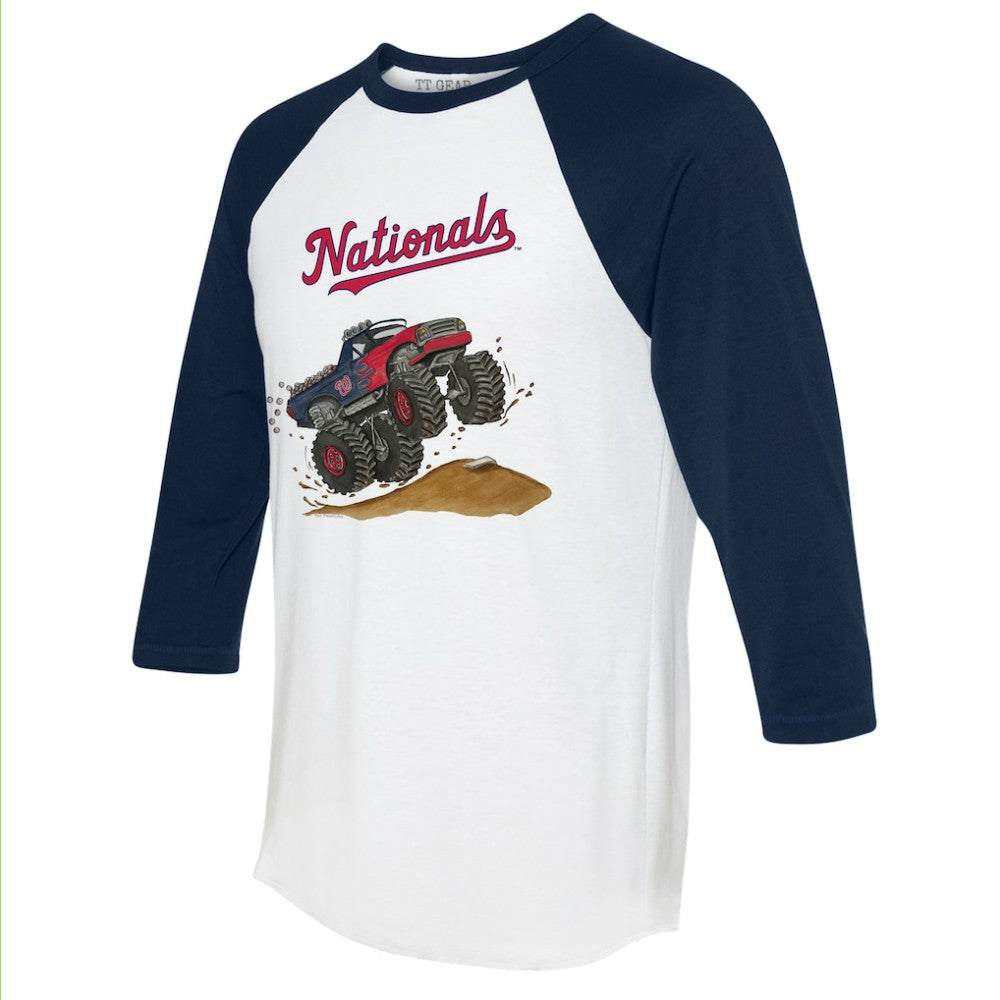 Washington Nationals Tiny Turnip Unisex Monster Truck 3/4-Sleeve Raglan T-Shirt - MLB T-shirts