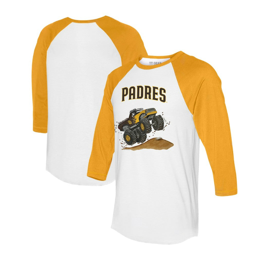 San Diego Padres Tiny Turnip Unisex Monster Truck 3/4-Sleeve Raglan T-Shirt - MLB T-shirts