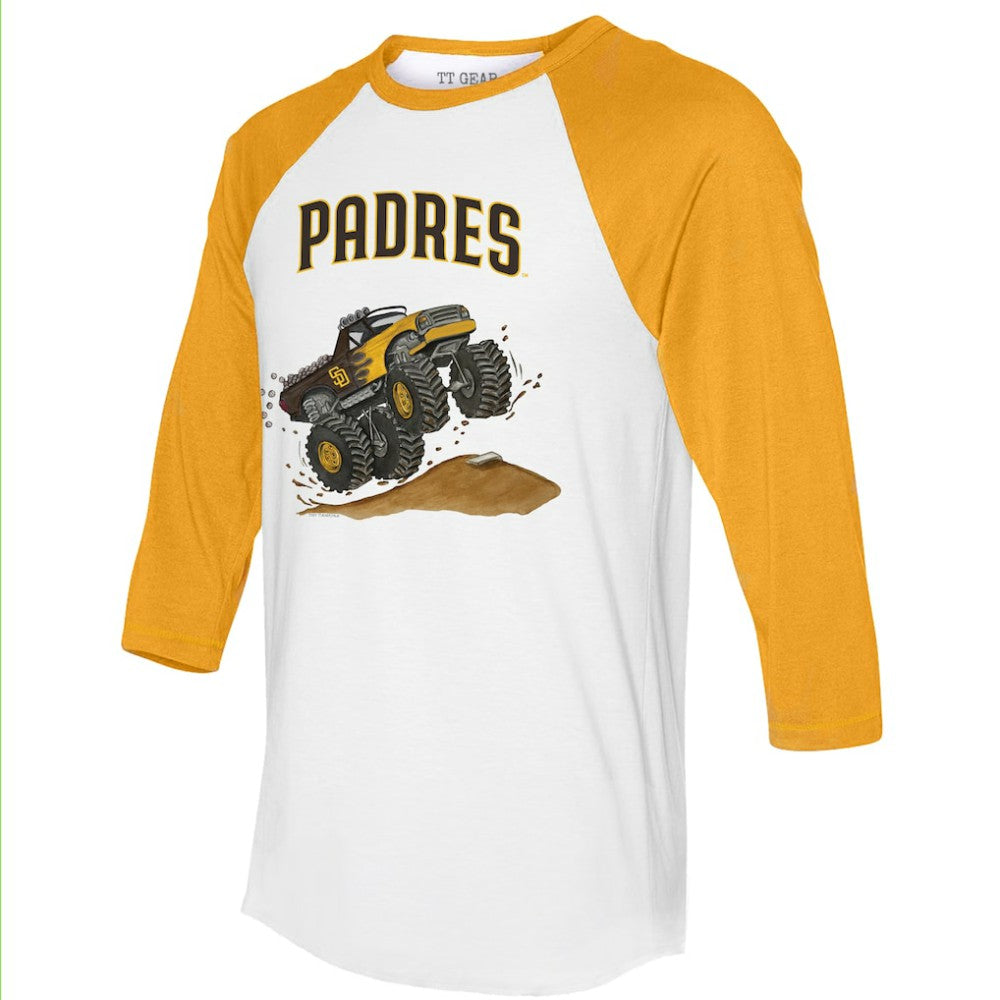 San Diego Padres Tiny Turnip Unisex Monster Truck 3/4-Sleeve Raglan T-Shirt - MLB T-shirts