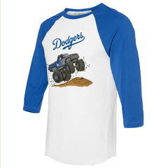 Los Angeles Dodgers Tiny Turnip Unisex Monster Truck 3/4-Sleeve Raglan T-Shirt - MLB T-shirts