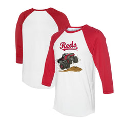 Cincinnati Reds Tiny Turnip Unisex Monster Truck 3/4-Sleeve Raglan T-Shirt - MLB T-shirts