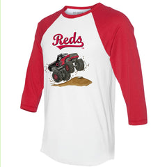 Cincinnati Reds Tiny Turnip Unisex Monster Truck 3/4-Sleeve Raglan T-Shirt - MLB T-shirts