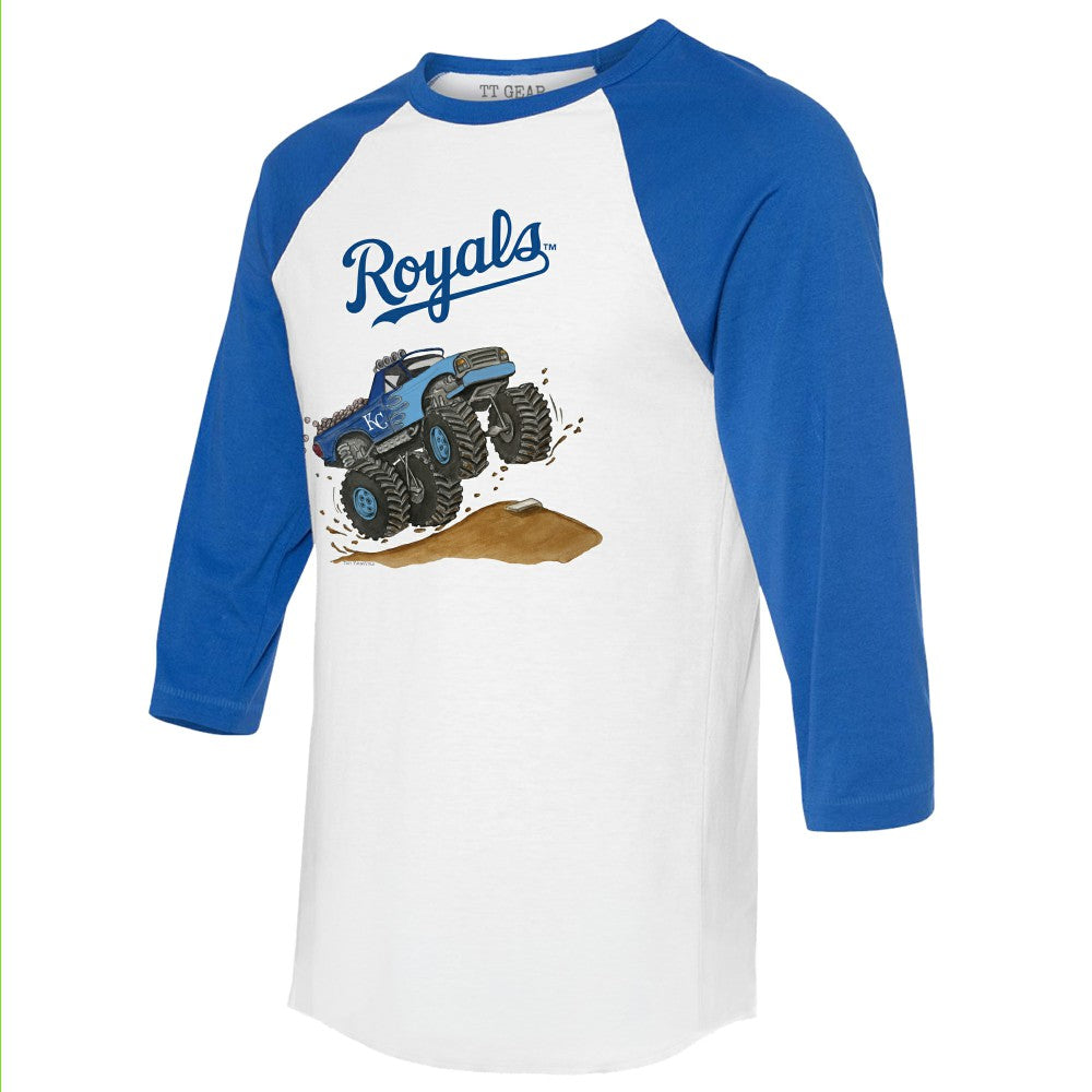 Kansas City Royals Tiny Turnip Unisex Monster Truck 3/4-Sleeve Raglan T-Shirt - MLB T-shirts