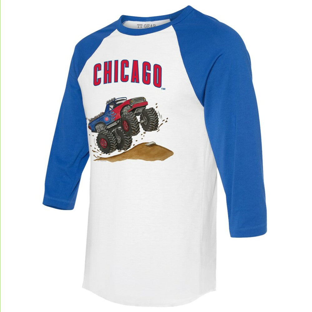 Chicago Cubs Tiny Turnip Unisex Monster Truck 3/4-Sleeve Raglan T-Shirt - MLB T-shirts