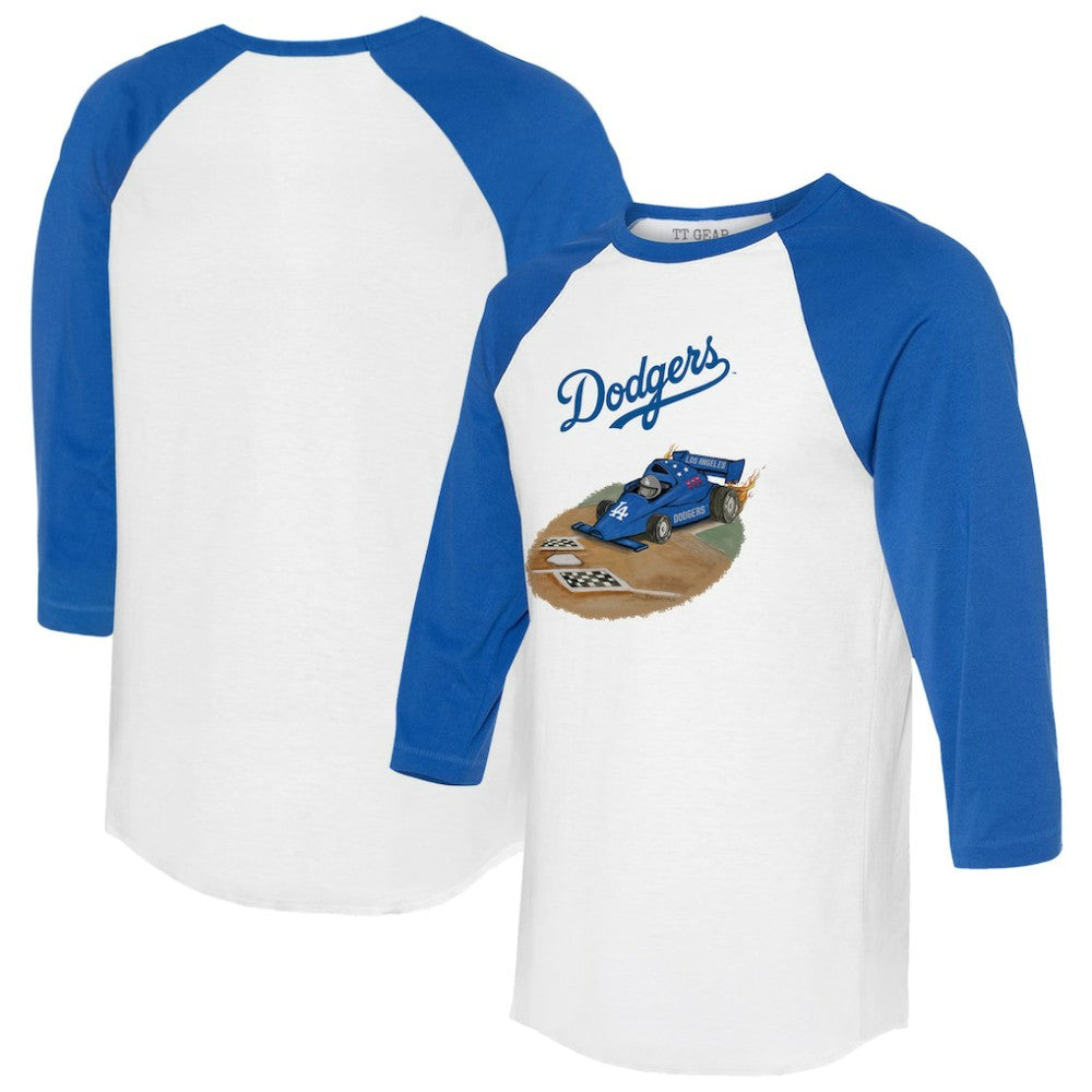 Los Angeles Dodgers Tiny Turnip Unisex Race Car 3/4-Sleeve Raglan T-Shirt - MLB T-shirts