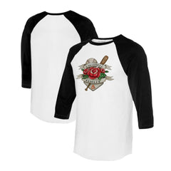 Baltimore Orioles Tiny Turnip Unisex Tattoo Rose 3/4-Sleeve Raglan T-Shirt - MLB T-shirts
