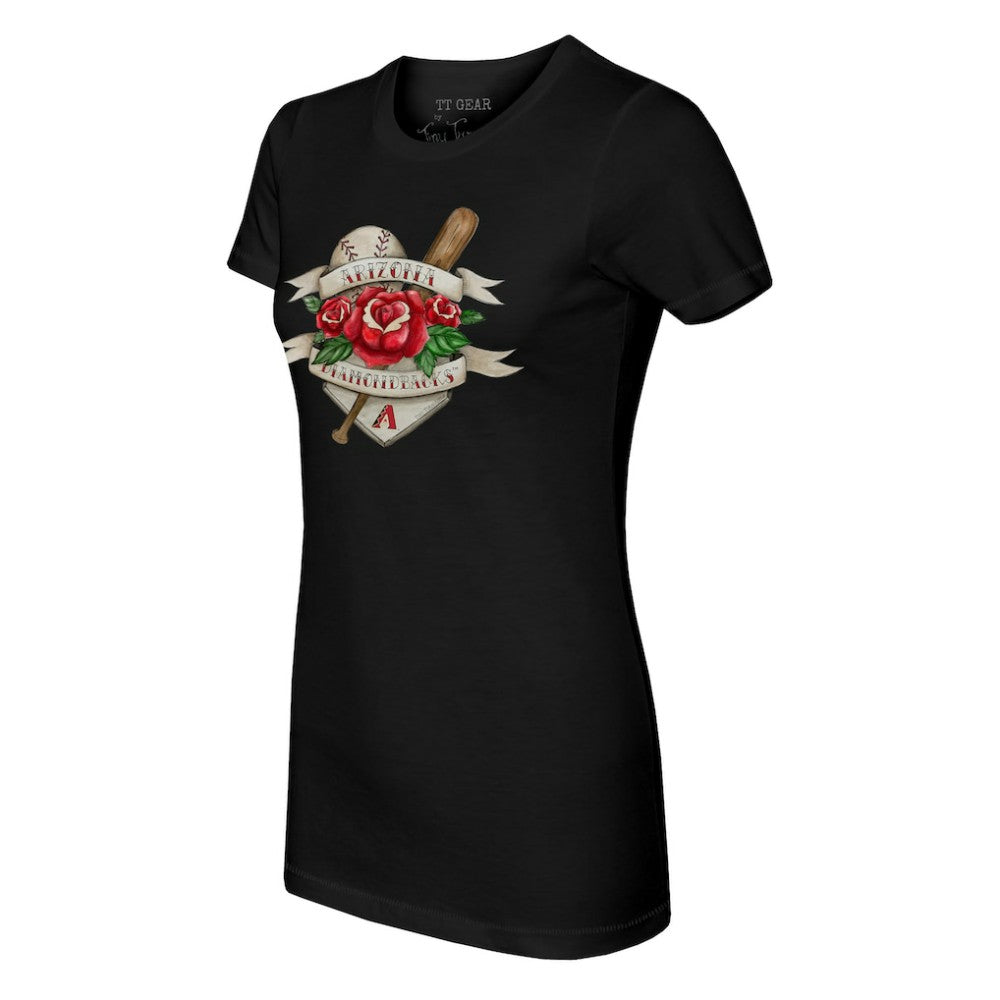Arizona Diamondbacks Tiny Turnip Women's Tattoo Rose T-Shirt - MLB T-shirts