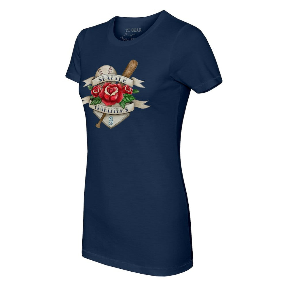 Seattle Mariners Tiny Turnip Women's Tattoo Rose T-Shirt - MLB T-shirts