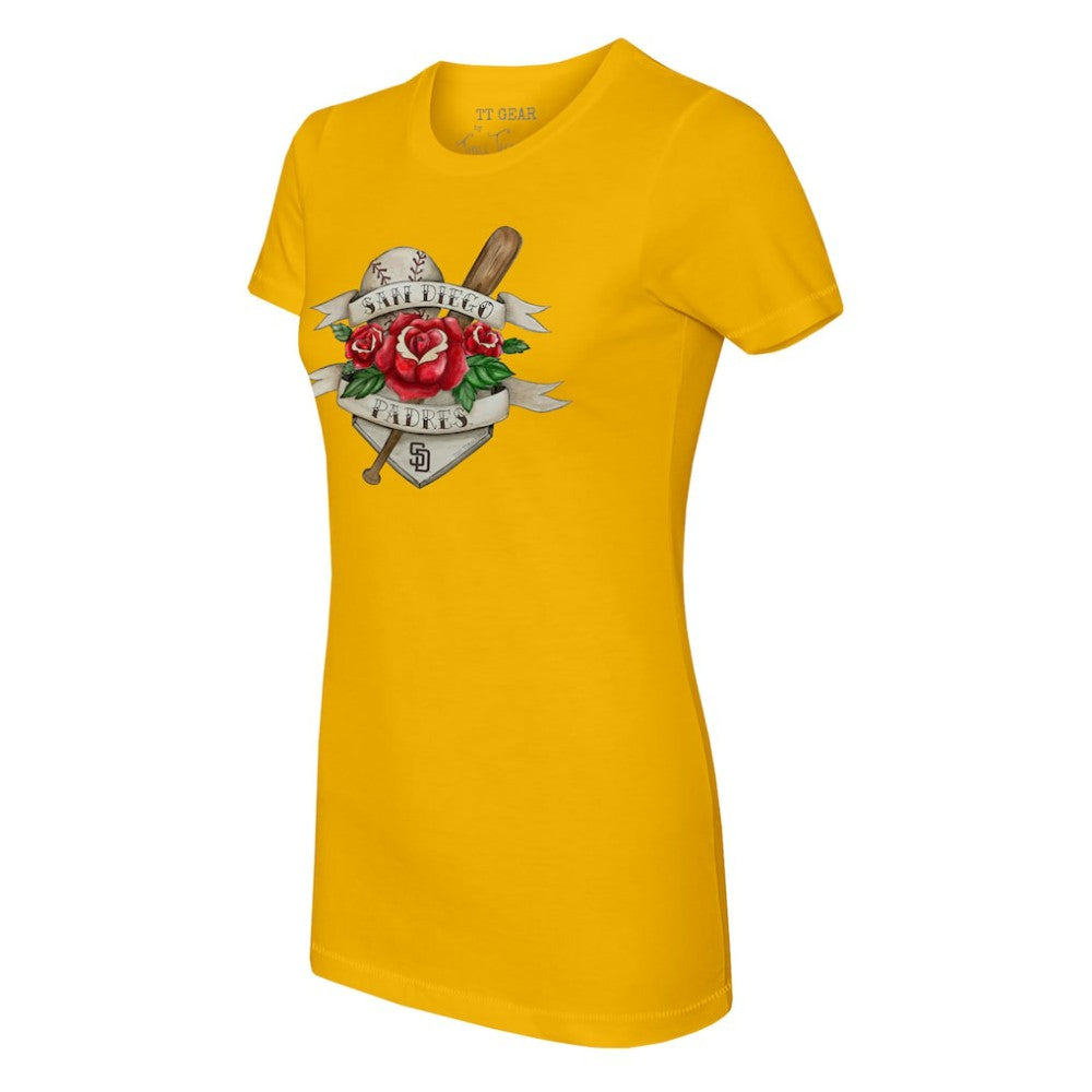San Diego Padres Tiny Turnip Women's Tattoo Rose T-Shirt - MLB T-shirts