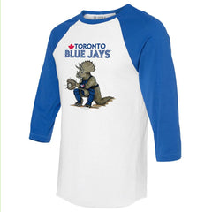 Toronto Blue Jays Tiny Turnip Unisex Triceratops 3/4-Sleeve Raglan T-Shirt - MLB T-shirts