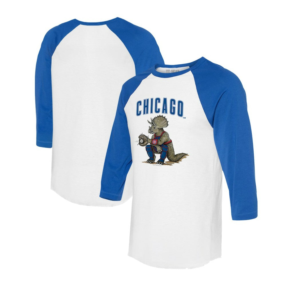 Chicago Cubs Tiny Turnip Unisex Triceratops 3/4-Sleeve Raglan T-Shirt - MLB T-shirts