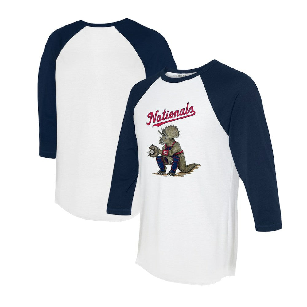 Washington Nationals Tiny Turnip Unisex Triceratops 3/4-Sleeve Raglan T-Shirt - MLB T-shirts