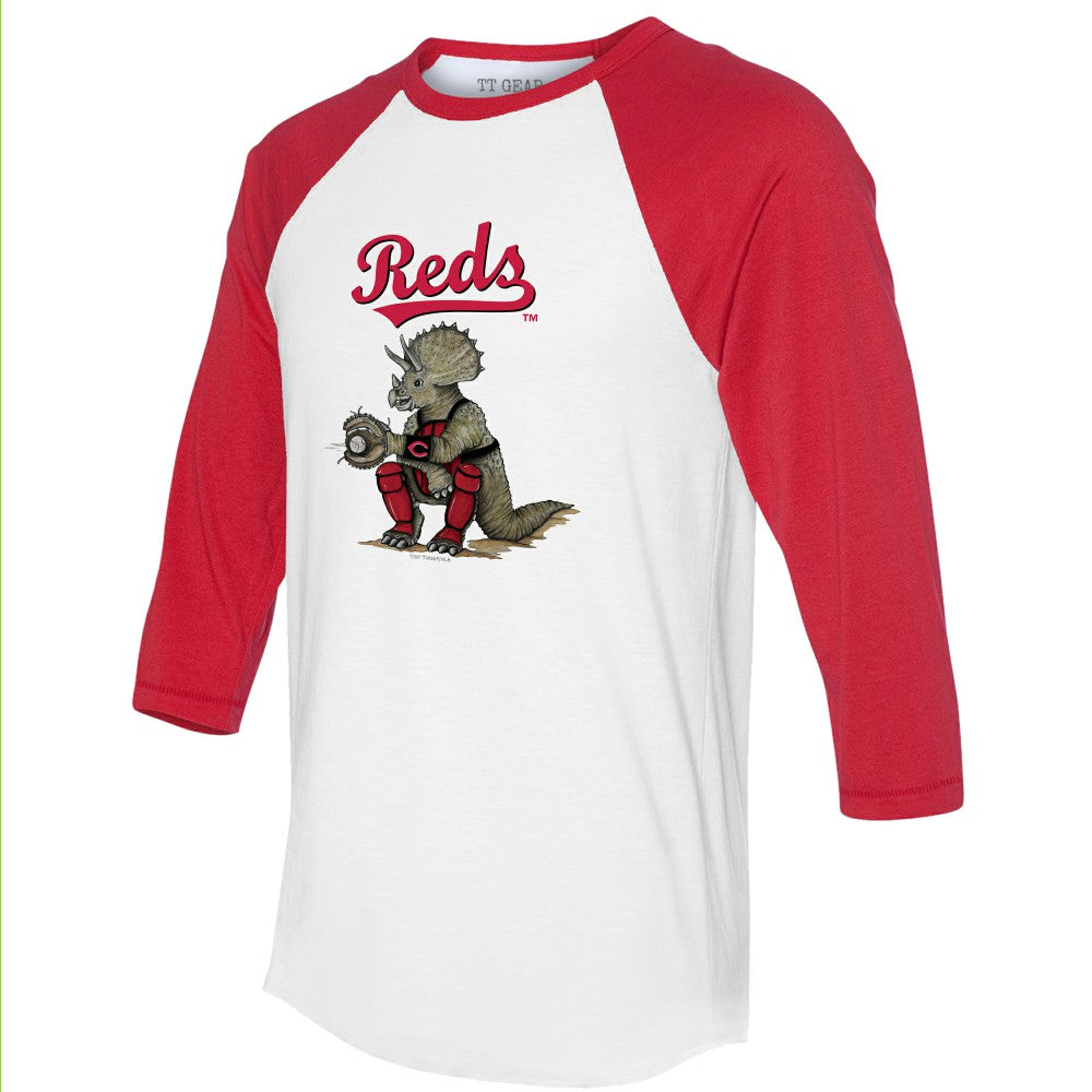 Cincinnati Reds Tiny Turnip Unisex Triceratops 3/4-Sleeve Raglan T-Shirt - MLB T-shirts