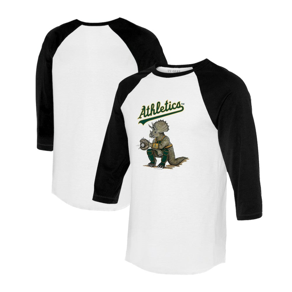 Athletics Tiny Turnip Unisex Triceratops 3/4-Sleeve Raglan T-Shirt - MLB T-shirts