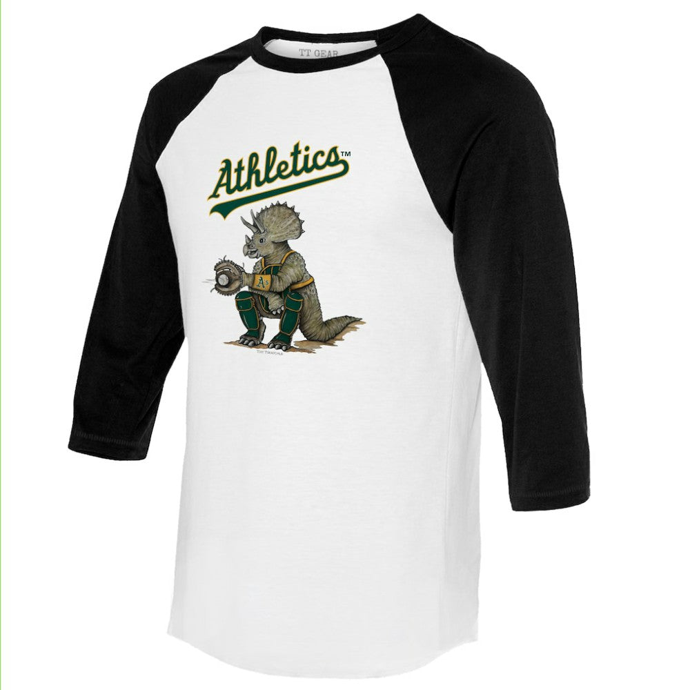 Athletics Tiny Turnip Unisex Triceratops 3/4-Sleeve Raglan T-Shirt - MLB T-shirts