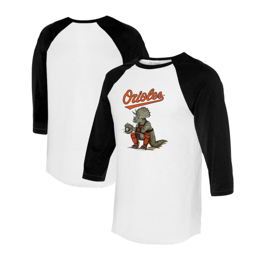 Baltimore Orioles Tiny Turnip Unisex Triceratops 3/4-Sleeve Raglan T-Shirt - MLB T-shirts