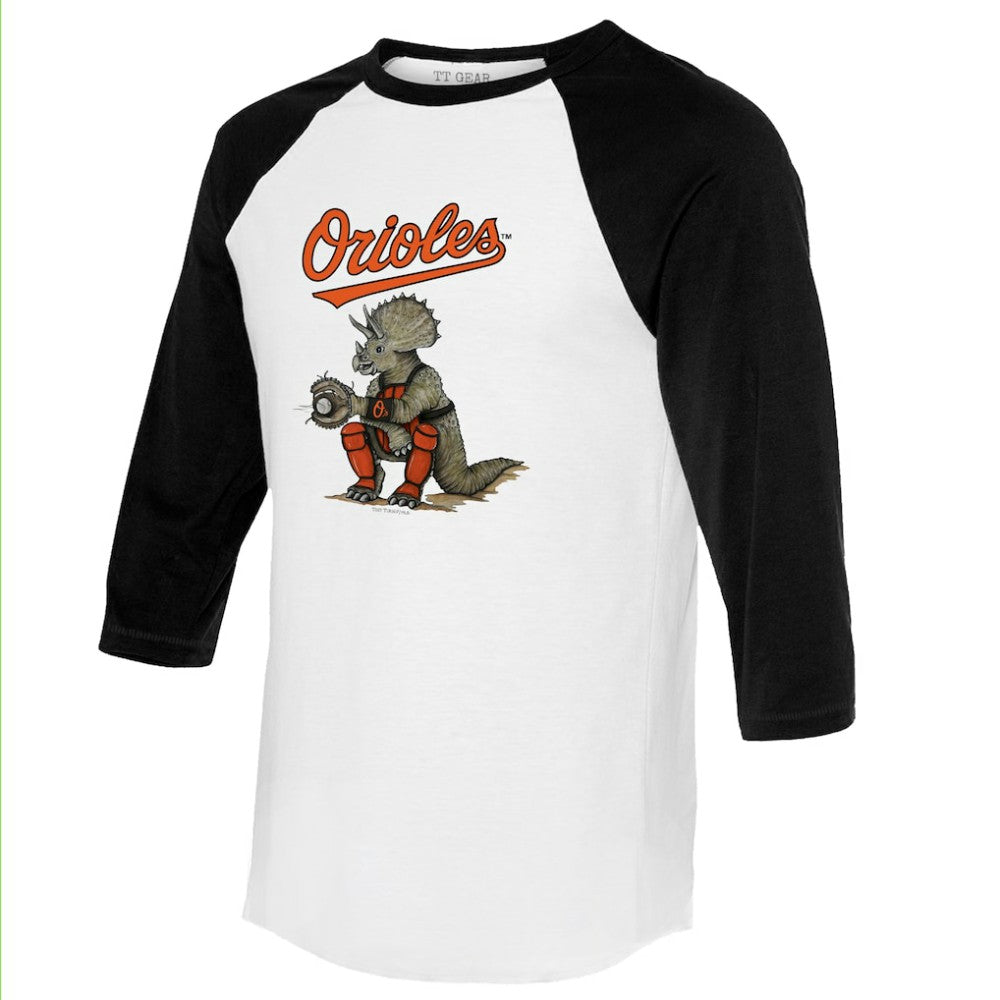 Baltimore Orioles Tiny Turnip Unisex Triceratops 3/4-Sleeve Raglan T-Shirt - MLB T-shirts