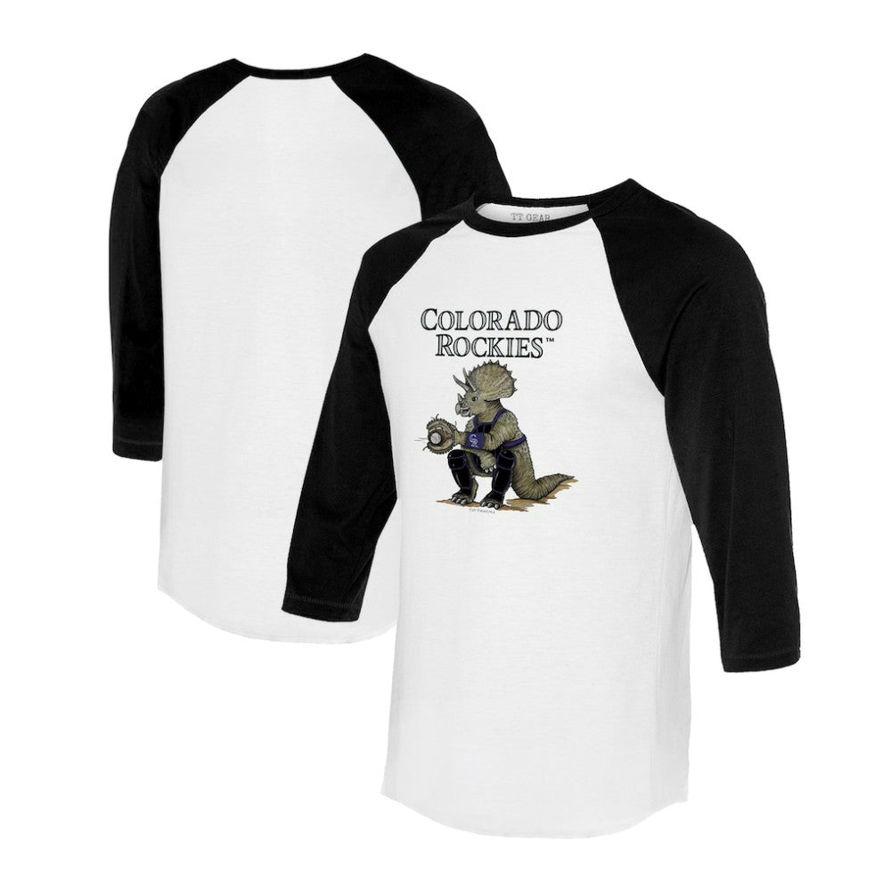 Colorado Rockies Tiny Turnip Unisex Triceratops 3/4-Sleeve Raglan T-Shirt - MLB T-shirts