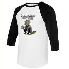 Colorado Rockies Tiny Turnip Unisex Triceratops 3/4-Sleeve Raglan T-Shirt - MLB T-shirts