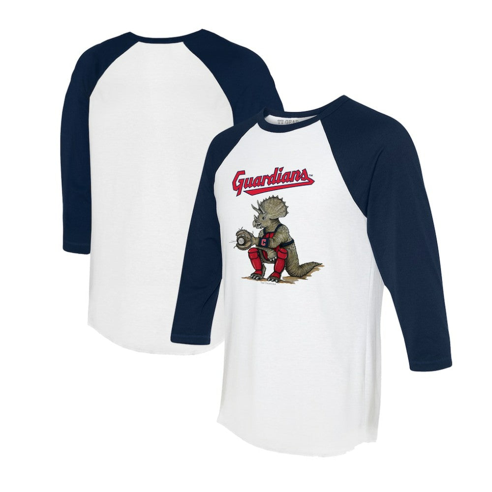 Cleveland Guardians Tiny Turnip Unisex Triceratops 3/4-Sleeve Raglan T-Shirt - MLB T-shirts
