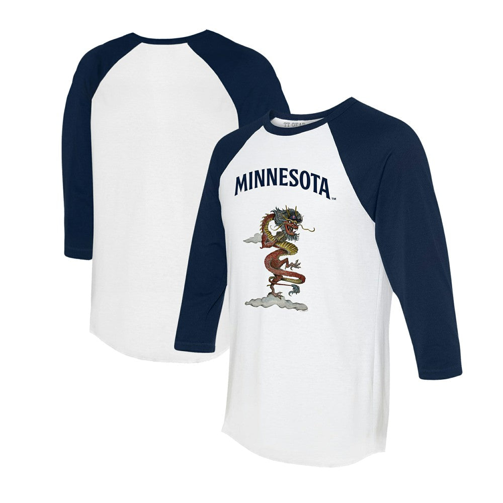 Minnesota Twins Tiny Turnip Unisex 2024 Year of the Dragon 3/4-Sleeve Raglan T-Shirt - MLB T-shirts