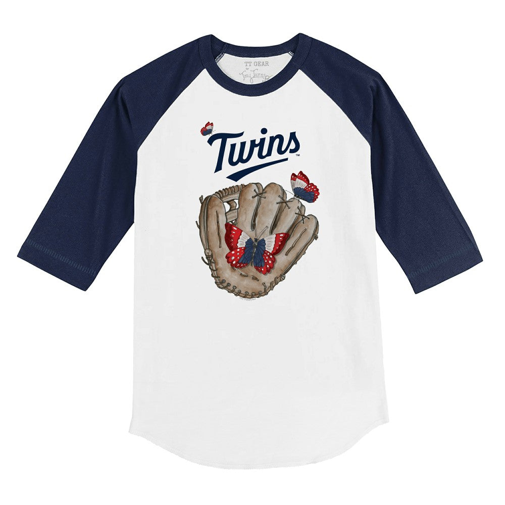 Minnesota Twins Tiny Turnip Youth Butterfly Glove 3/4-Sleeve Raglan T-Shirt - MLB T-shirts
